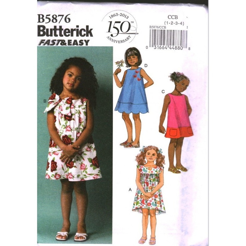 Butterick B5876 Sewing Pattern Toddlers Childrens Pullover Dress Sizes 1-4 CCB